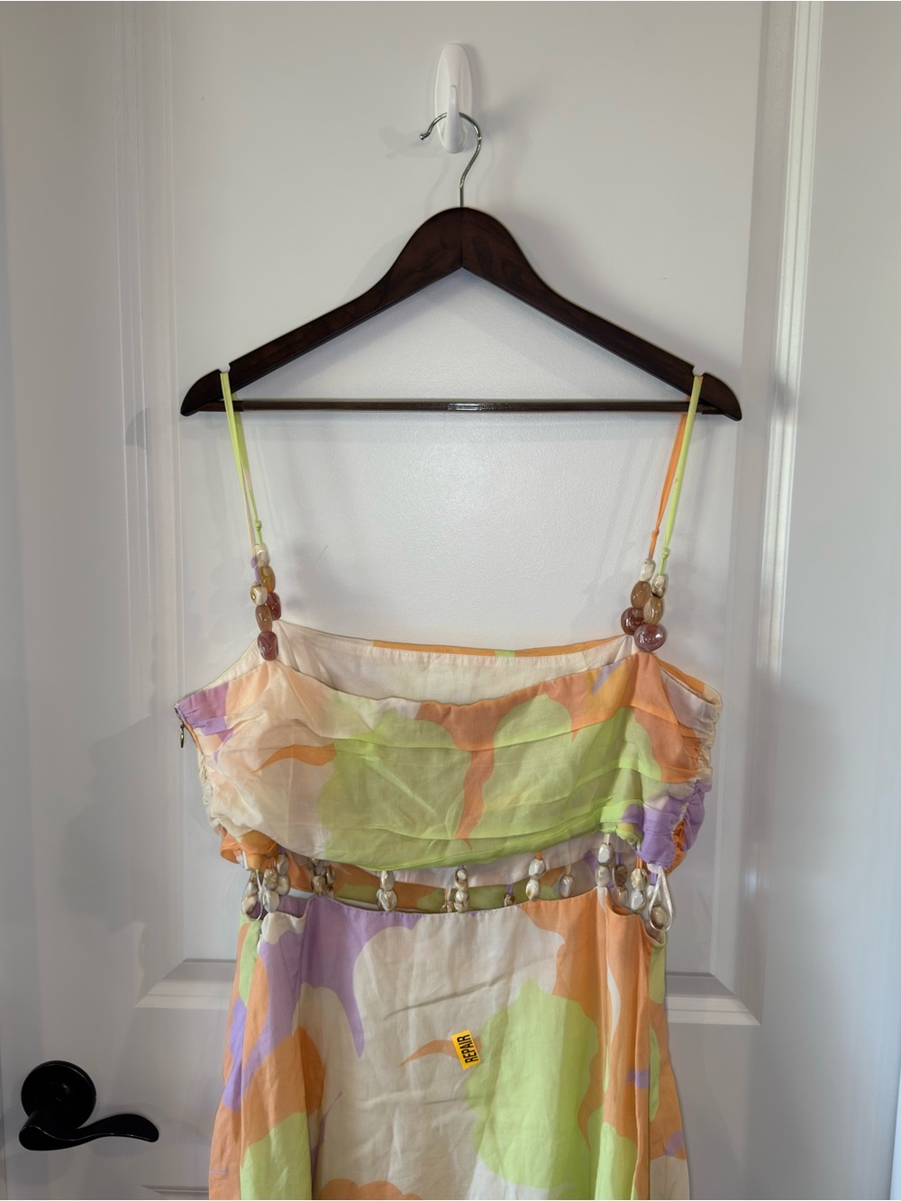 AMUR Georgie Beaded Waist Midi Dress in Multi - Picture 11 of 16